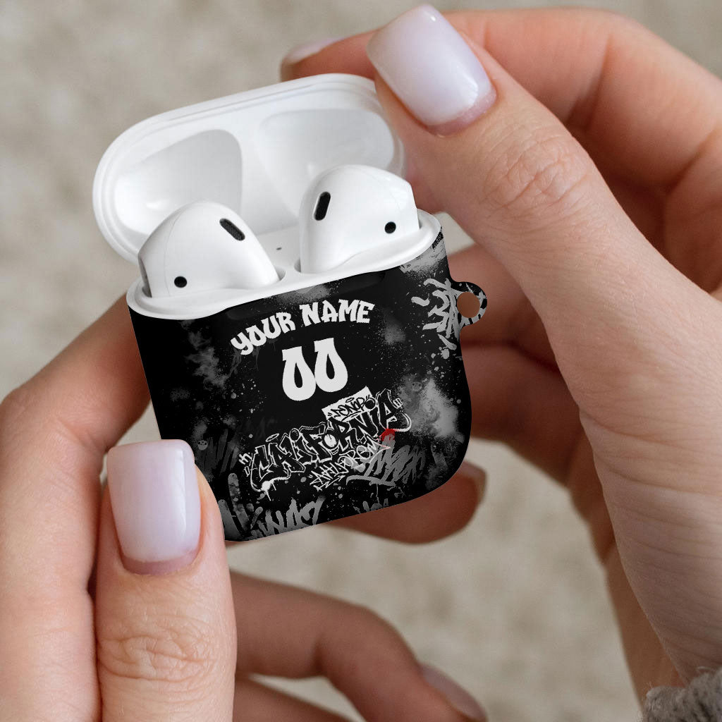 Personalized California Street Graffiti AirPods Case Monochrome Urban Streetwear - Phoenix Bird - West Coast Riot