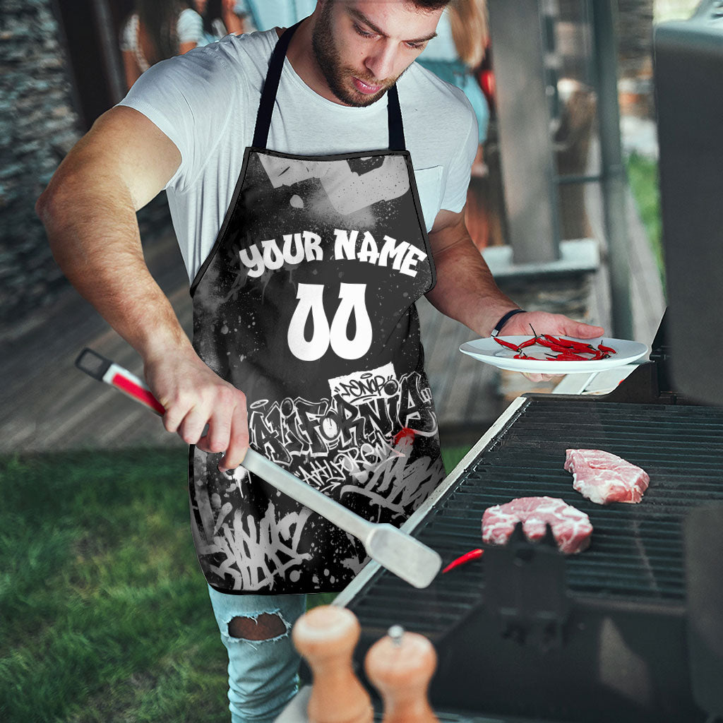 Personalized California Street Graffiti Apron Monochrome Urban Streetwear - Phoenix Bird - West Coast Riot