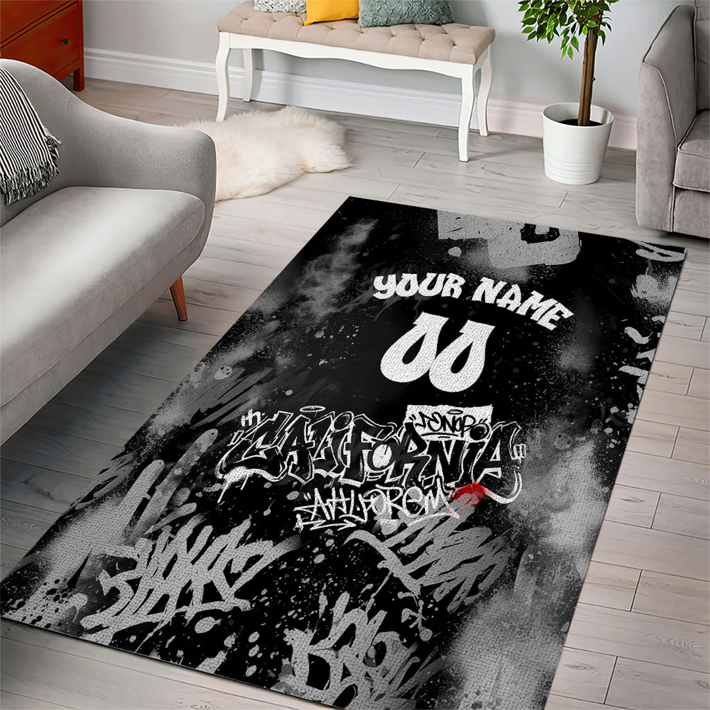 Personalized California Street Graffiti Area Rug Monochrome Urban Streetwear - Phoenix Bird - West Coast Riot
