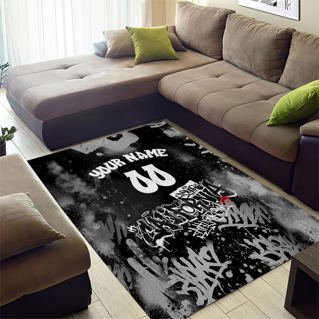 Personalized California Street Graffiti Area Rug Monochrome Urban Streetwear - Phoenix Bird - West Coast Riot