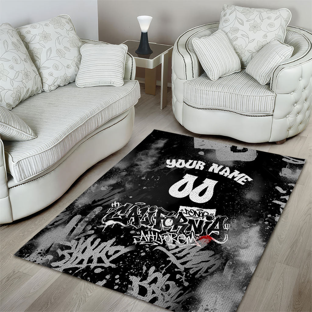 Personalized California Street Graffiti Area Rug Monochrome Urban Streetwear - Phoenix Bird - West Coast Riot