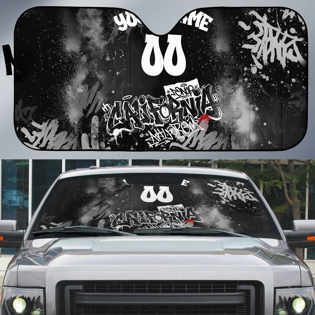 Personalized California Street Graffiti Auto Sun Shade Monochrome Urban Streetwear - Phoenix Bird - West Coast Riot