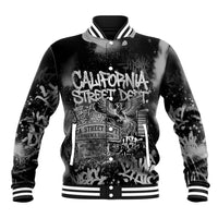 Personalized California Street Graffiti Baseball Jacket Monochrome Urban Streetwear - Phoenix Bird - West Coast Riot