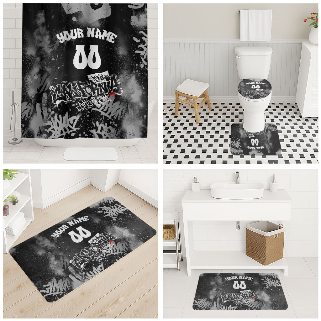 Personalized California Street Graffiti Bathroom Set Monochrome Urban Streetwear - Phoenix Bird - West Coast Riot