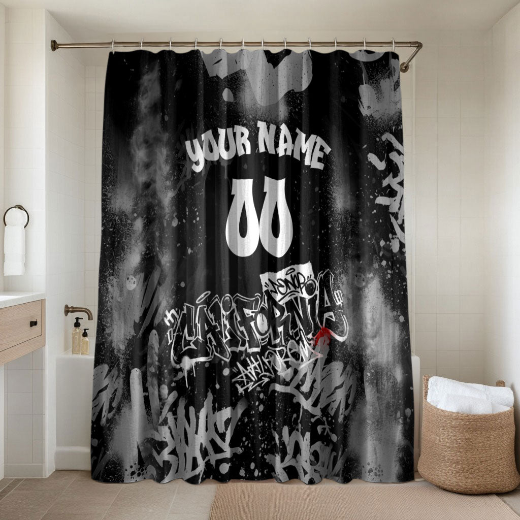 Personalized California Street Graffiti Bathroom Set Monochrome Urban Streetwear - Phoenix Bird - West Coast Riot