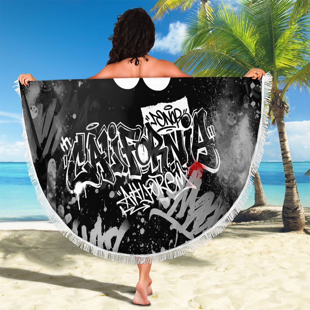 Personalized California Street Graffiti Beach Blanket Monochrome Urban Streetwear - Phoenix Bird - West Coast Riot