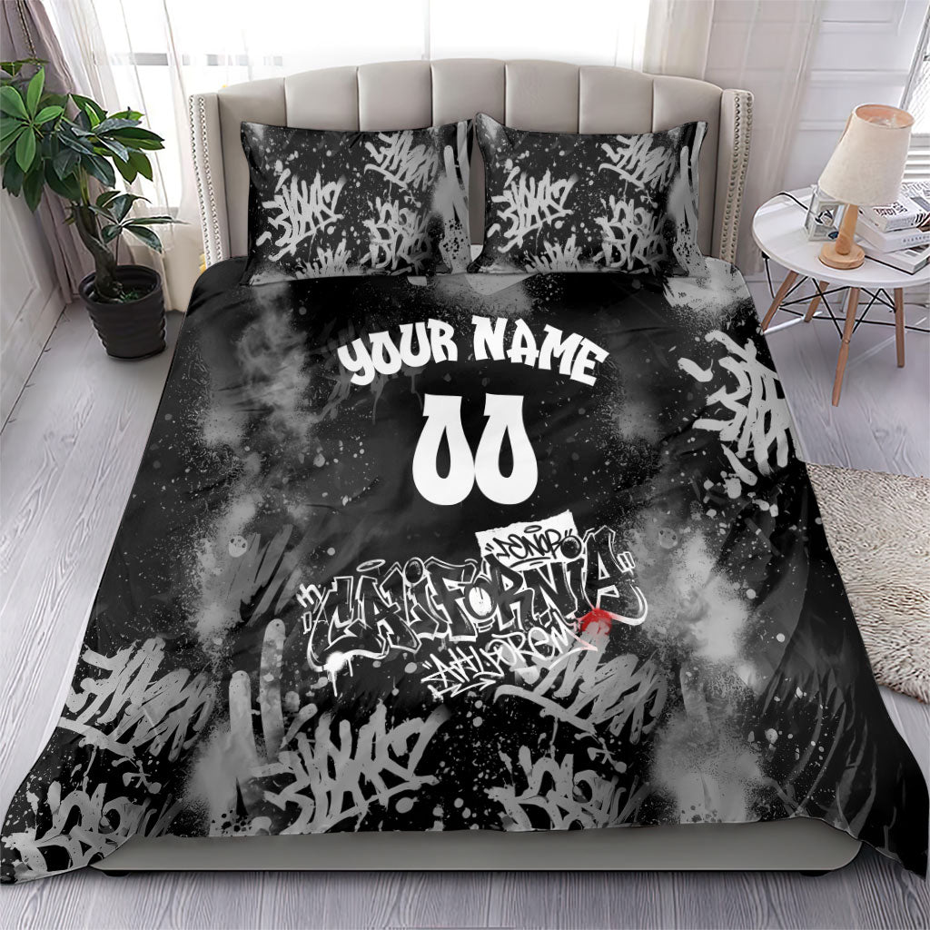 Personalized California Street Graffiti Bedding Set Monochrome Urban Streetwear - Phoenix Bird - West Coast Riot