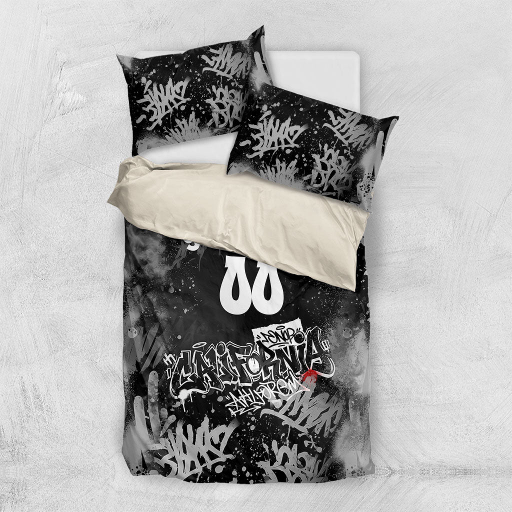 Personalized California Street Graffiti Bedding Set Monochrome Urban Streetwear - Phoenix Bird - West Coast Riot