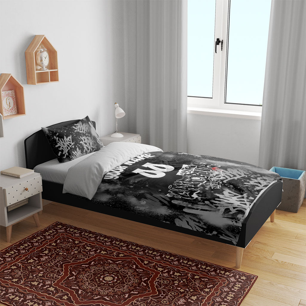 Personalized California Street Graffiti Bedding Set Monochrome Urban Streetwear - Phoenix Bird - West Coast Riot
