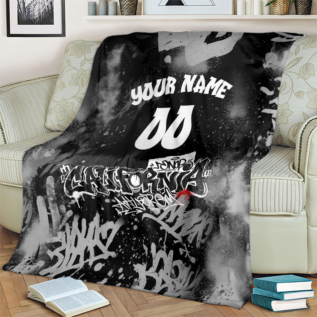 Personalized California Street Graffiti Blanket Monochrome Urban Streetwear - Phoenix Bird - West Coast Riot