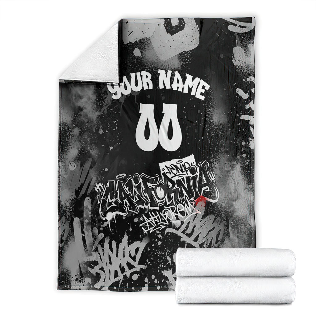 Personalized California Street Graffiti Blanket Monochrome Urban Streetwear - Phoenix Bird - West Coast Riot