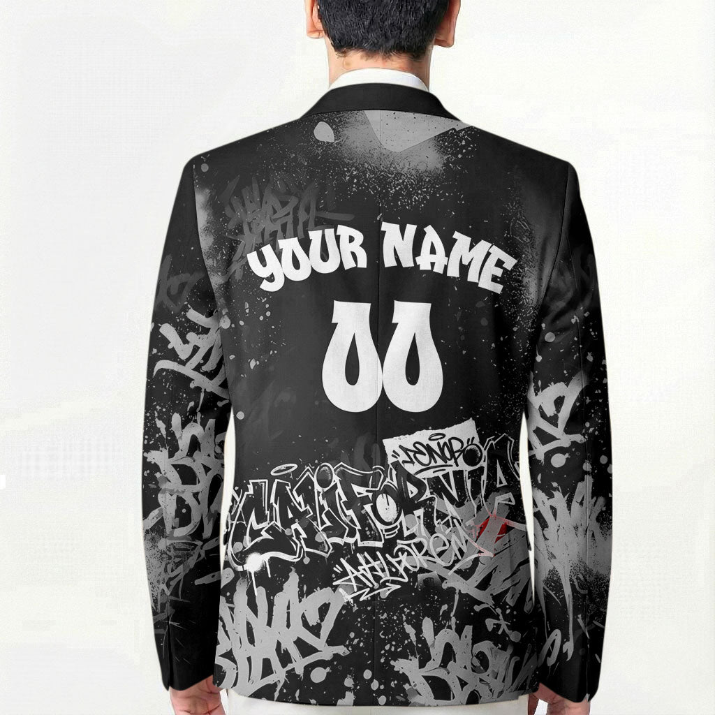 Personalized California Street Graffiti Blazer Monochrome Urban Streetwear - Phoenix Bird - West Coast Riot