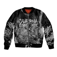 Personalized California Street Graffiti Bomber Jacket Monochrome Urban Streetwear - Phoenix Bird - West Coast Riot