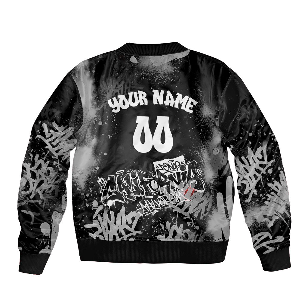 Personalized California Street Graffiti Bomber Jacket Monochrome Urban Streetwear - Phoenix Bird - West Coast Riot