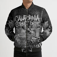Personalized California Street Graffiti Bomber Puffer Jacket Monochrome Urban Streetwear - Phoenix Bird - West Coast Riot