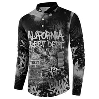 Personalized California Street Graffiti Button Sweatshirt Monochrome Urban Streetwear - Phoenix Bird - West Coast Riot