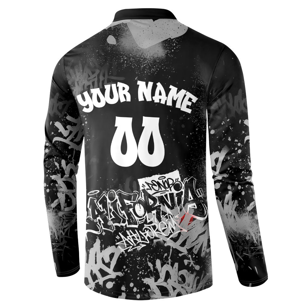 Personalized California Street Graffiti Button Sweatshirt Monochrome Urban Streetwear - Phoenix Bird - West Coast Riot