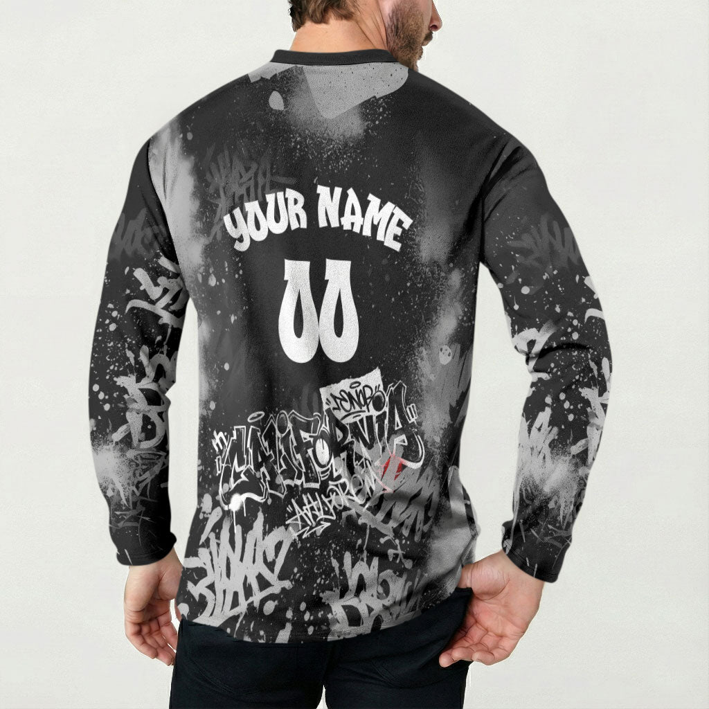 Personalized California Street Graffiti Button Sweatshirt Monochrome Urban Streetwear - Phoenix Bird - West Coast Riot