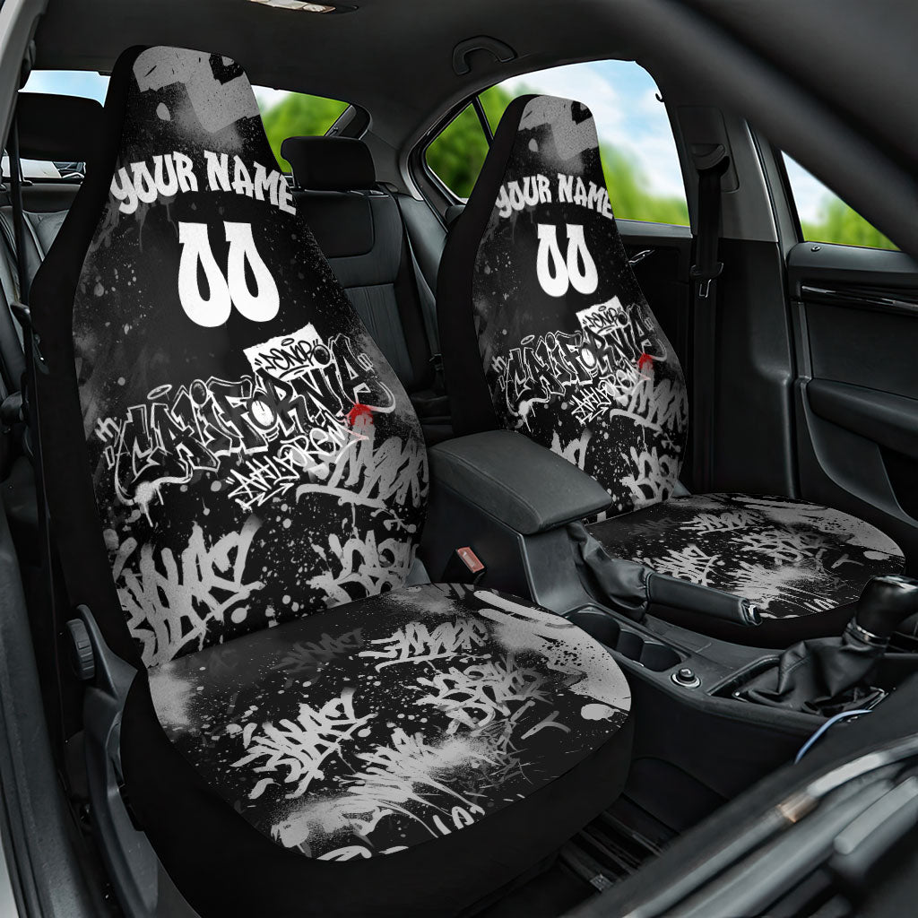Personalized California Street Graffiti Car Seat Cover Monochrome Urban Streetwear - Phoenix Bird - West Coast Riot