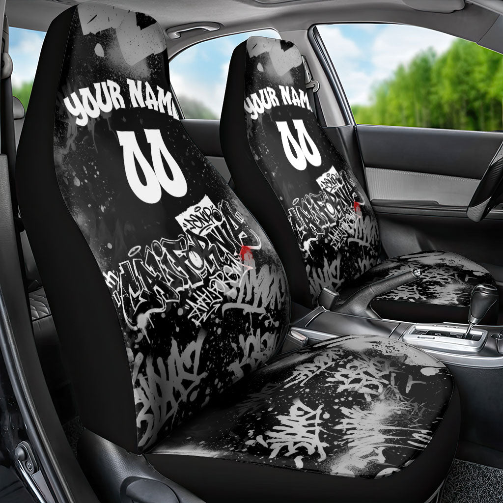 Personalized California Street Graffiti Car Seat Cover Monochrome Urban Streetwear - Phoenix Bird - West Coast Riot