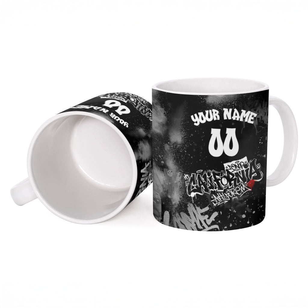 Personalized California Street Graffiti Ceramic Mug Monochrome Urban Streetwear - Phoenix Bird - West Coast Riot