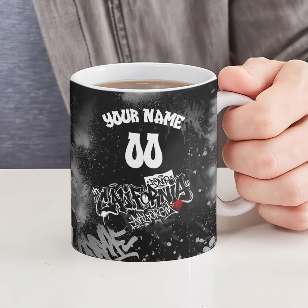 Personalized California Street Graffiti Ceramic Mug Monochrome Urban Streetwear - Phoenix Bird - West Coast Riot