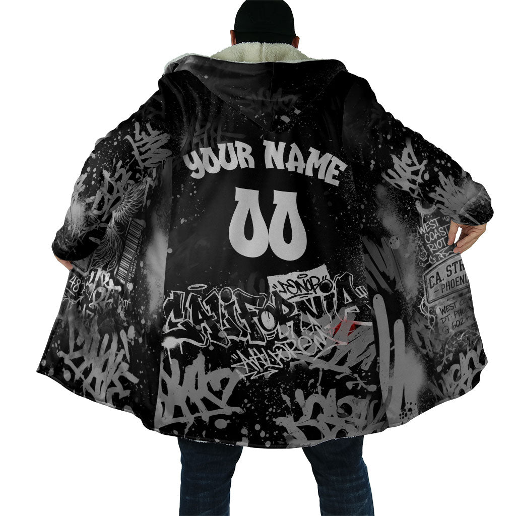Personalized California Street Graffiti Cloak Monochrome Urban Streetwear - Phoenix Bird - West Coast Riot