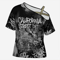 Personalized California Street Graffiti Cross Shoulder Shirt Monochrome Urban Streetwear - Phoenix Bird - West Coast Riot