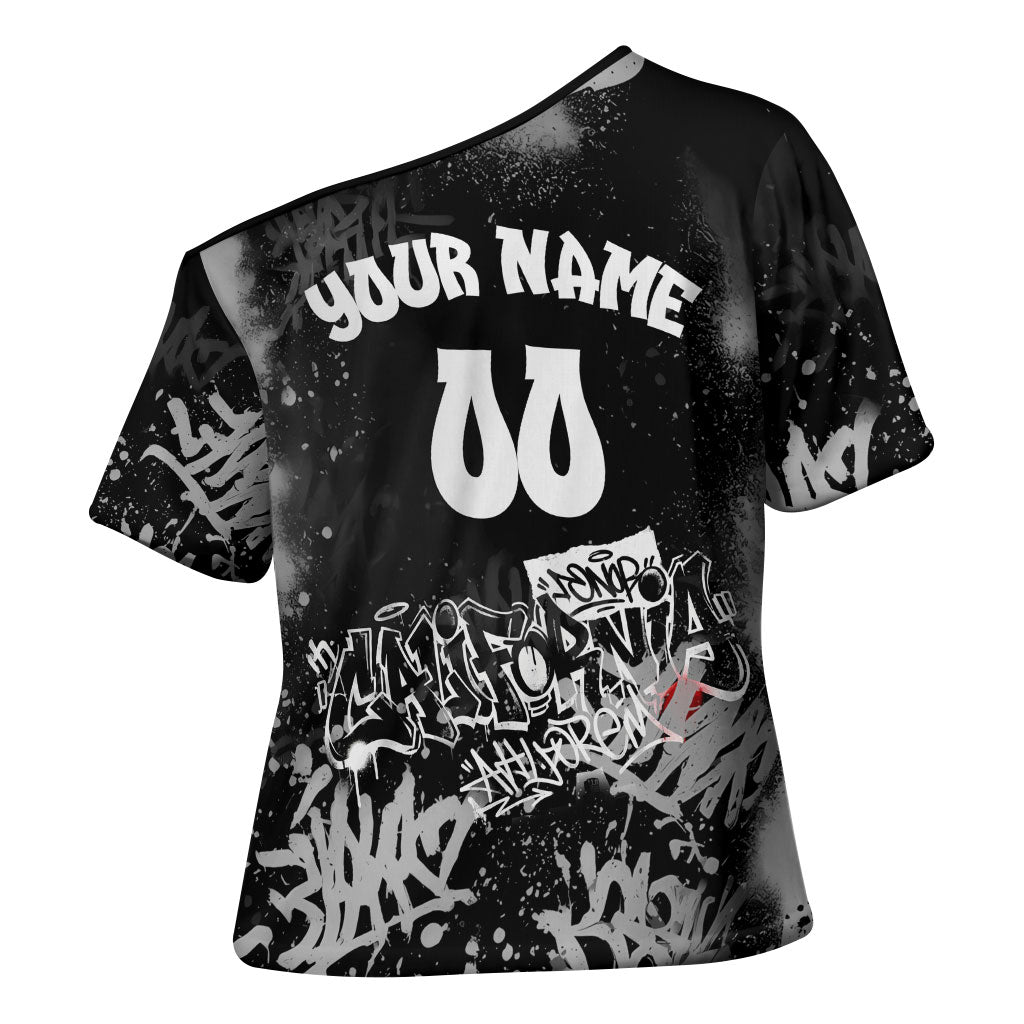 Personalized California Street Graffiti Cross Shoulder Shirt Monochrome Urban Streetwear - Phoenix Bird - West Coast Riot
