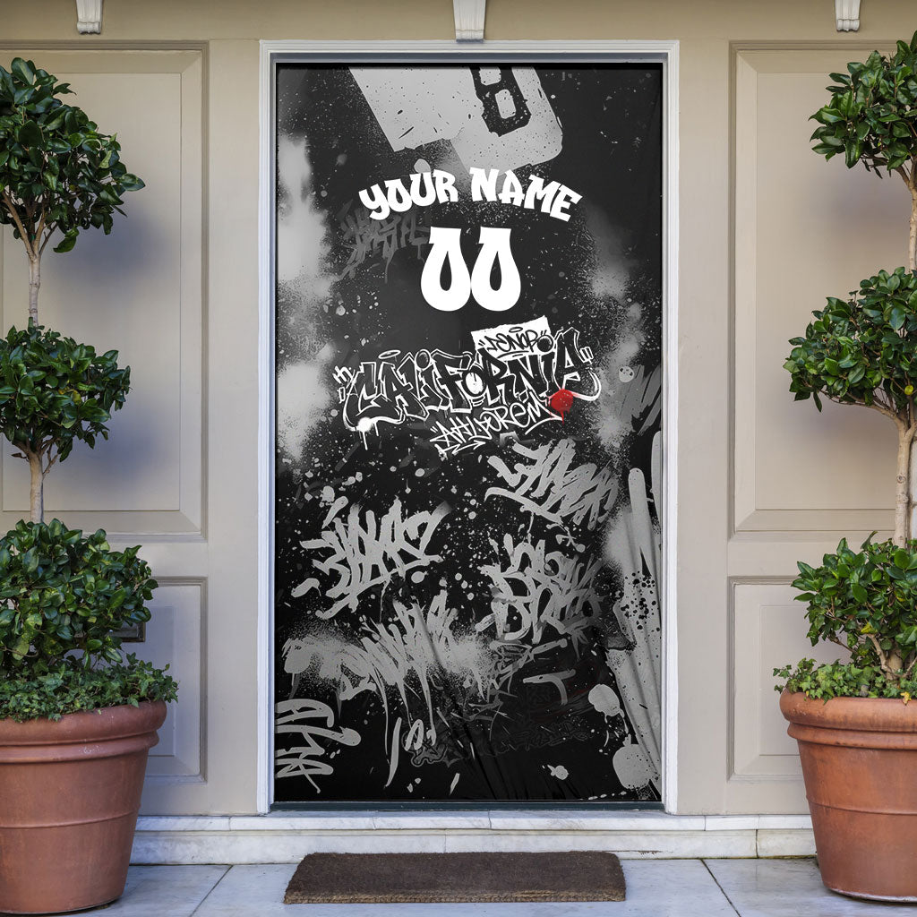 Personalized California Street Graffiti Door Cover Monochrome Urban Streetwear - Phoenix Bird - West Coast Riot