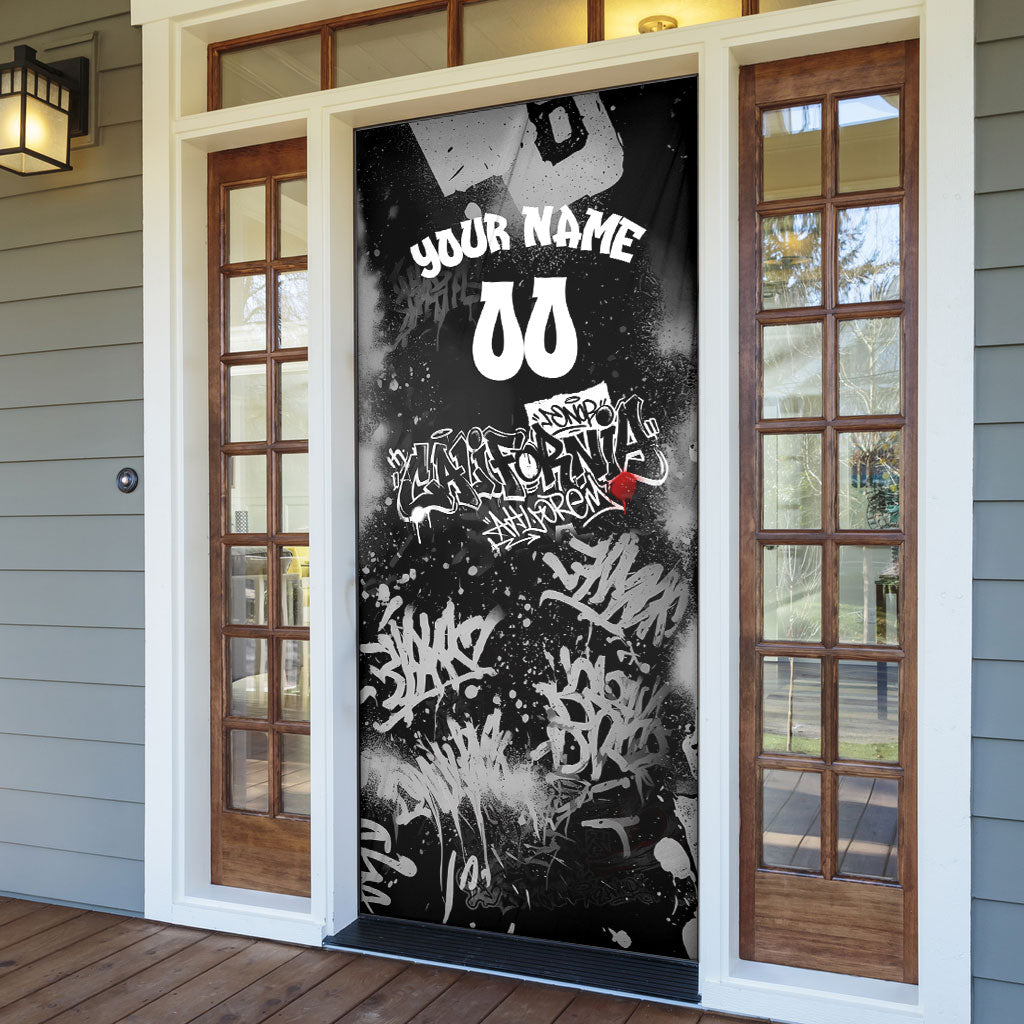 Personalized California Street Graffiti Door Cover Monochrome Urban Streetwear - Phoenix Bird - West Coast Riot