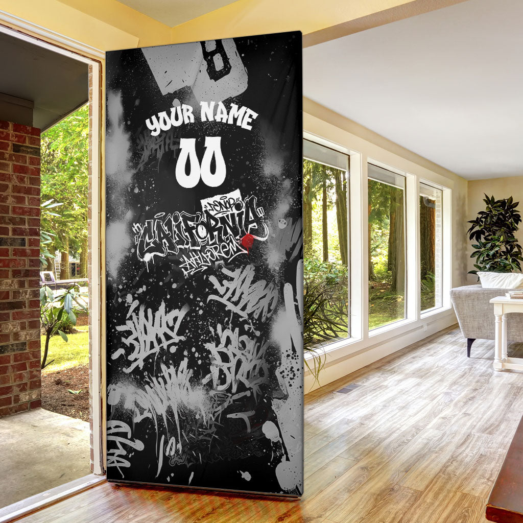 Personalized California Street Graffiti Door Cover Monochrome Urban Streetwear - Phoenix Bird - West Coast Riot