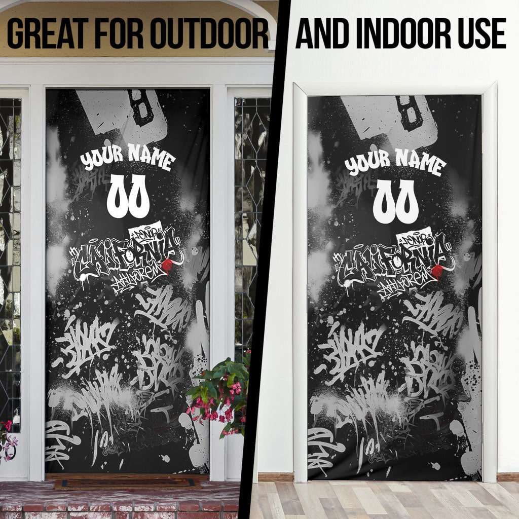Personalized California Street Graffiti Door Cover Monochrome Urban Streetwear - Phoenix Bird - West Coast Riot