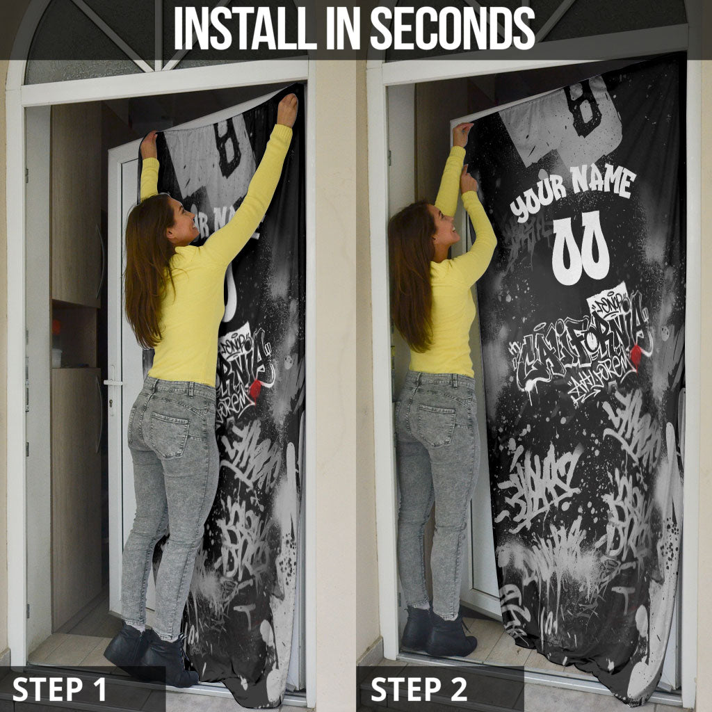 Personalized California Street Graffiti Door Cover Monochrome Urban Streetwear - Phoenix Bird - West Coast Riot