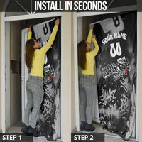 Personalized California Street Graffiti Door Cover Monochrome Urban Streetwear - Phoenix Bird - West Coast Riot