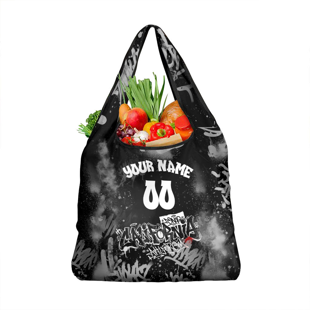 Personalized California Street Graffiti Grocery Bag Monochrome Urban Streetwear - Phoenix Bird - West Coast Riot