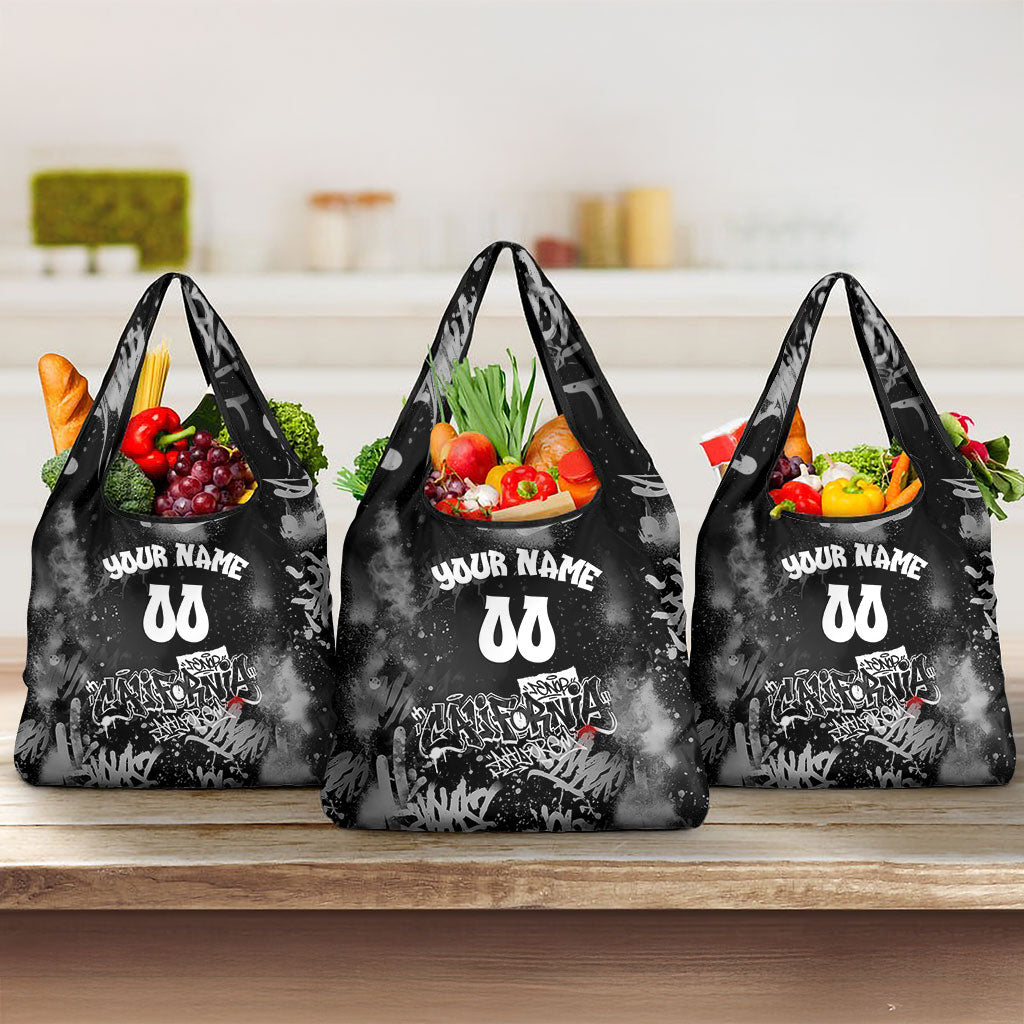 Personalized California Street Graffiti Grocery Bag Monochrome Urban Streetwear - Phoenix Bird - West Coast Riot