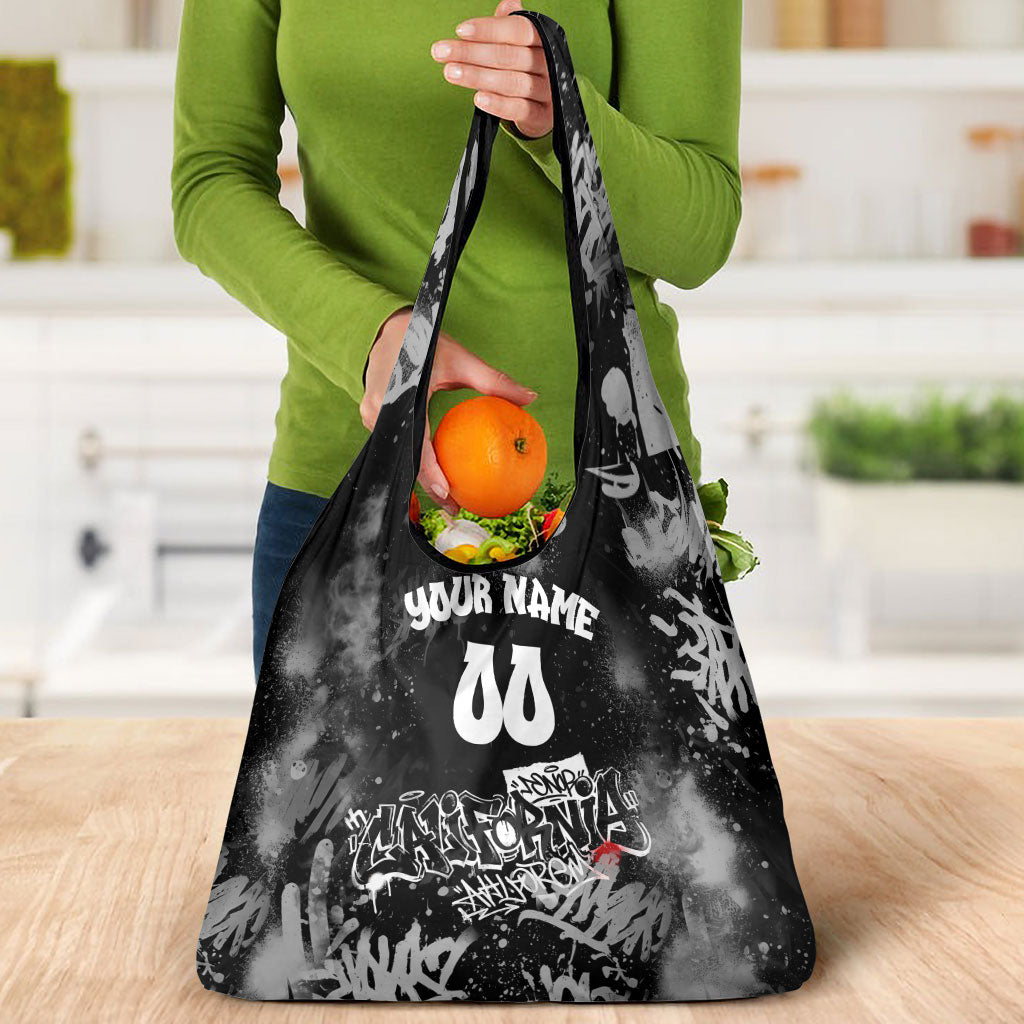 Personalized California Street Graffiti Grocery Bag Monochrome Urban Streetwear - Phoenix Bird - West Coast Riot