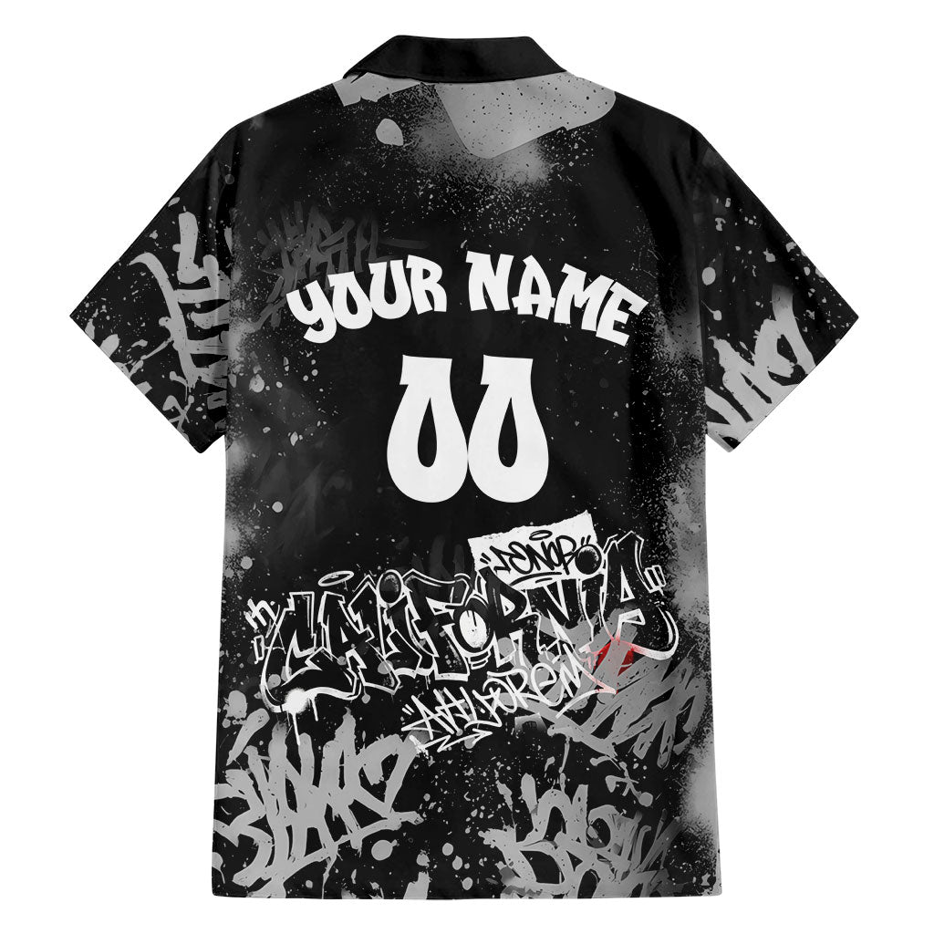 Personalized California Street Graffiti Hawaiian Shirt Monochrome Urban Streetwear - Phoenix Bird - West Coast Riot