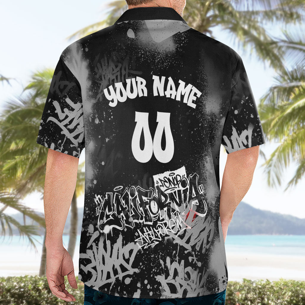 Personalized California Street Graffiti Hawaiian Shirt Monochrome Urban Streetwear - Phoenix Bird - West Coast Riot