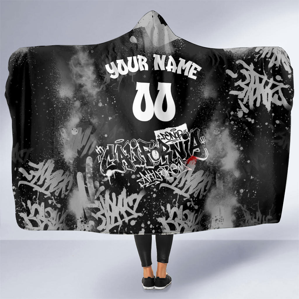 Personalized California Street Graffiti Hooded Blanket Monochrome Urban Streetwear - Phoenix Bird - West Coast Riot
