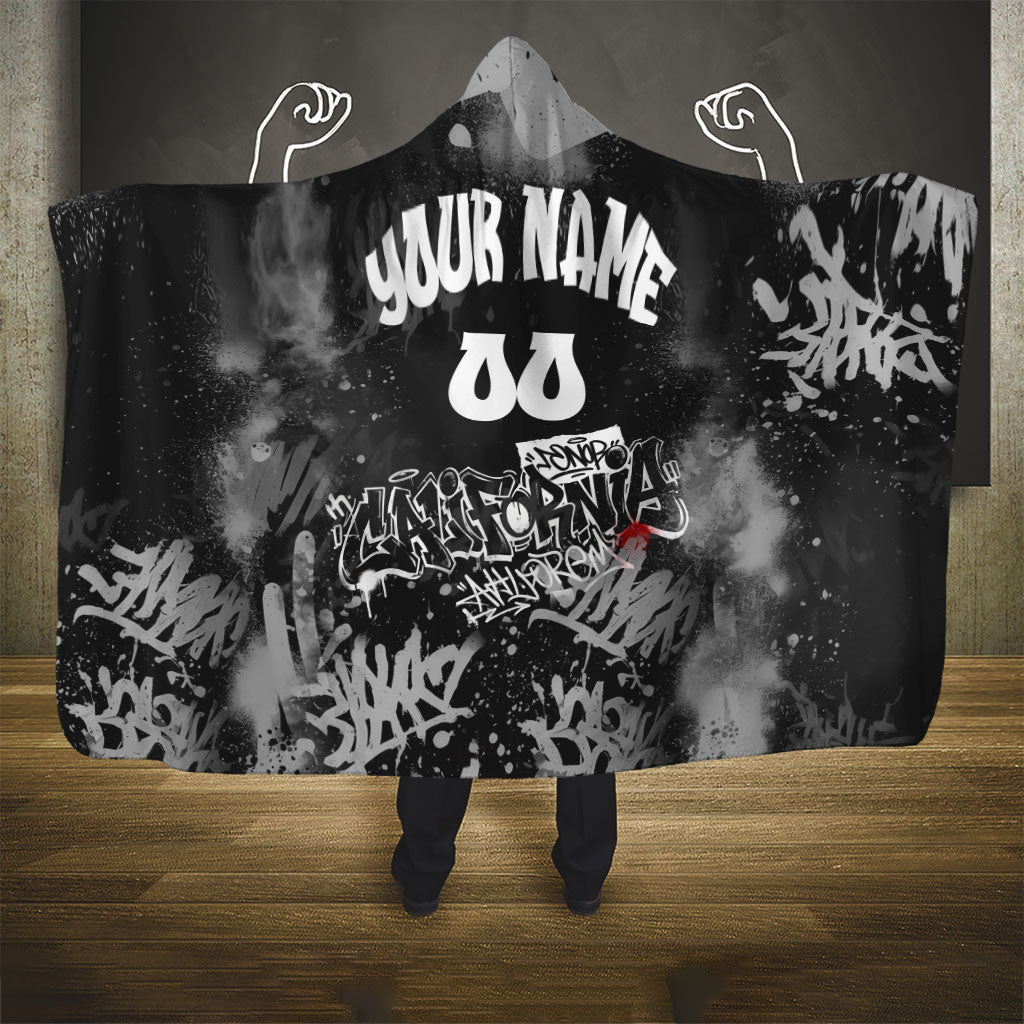Personalized California Street Graffiti Hooded Blanket Monochrome Urban Streetwear - Phoenix Bird - West Coast Riot
