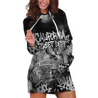 Personalized California Street Graffiti Hoodie Dress Monochrome Urban Streetwear - Phoenix Bird - West Coast Riot