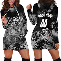 Personalized California Street Graffiti Hoodie Dress Monochrome Urban Streetwear - Phoenix Bird - West Coast Riot