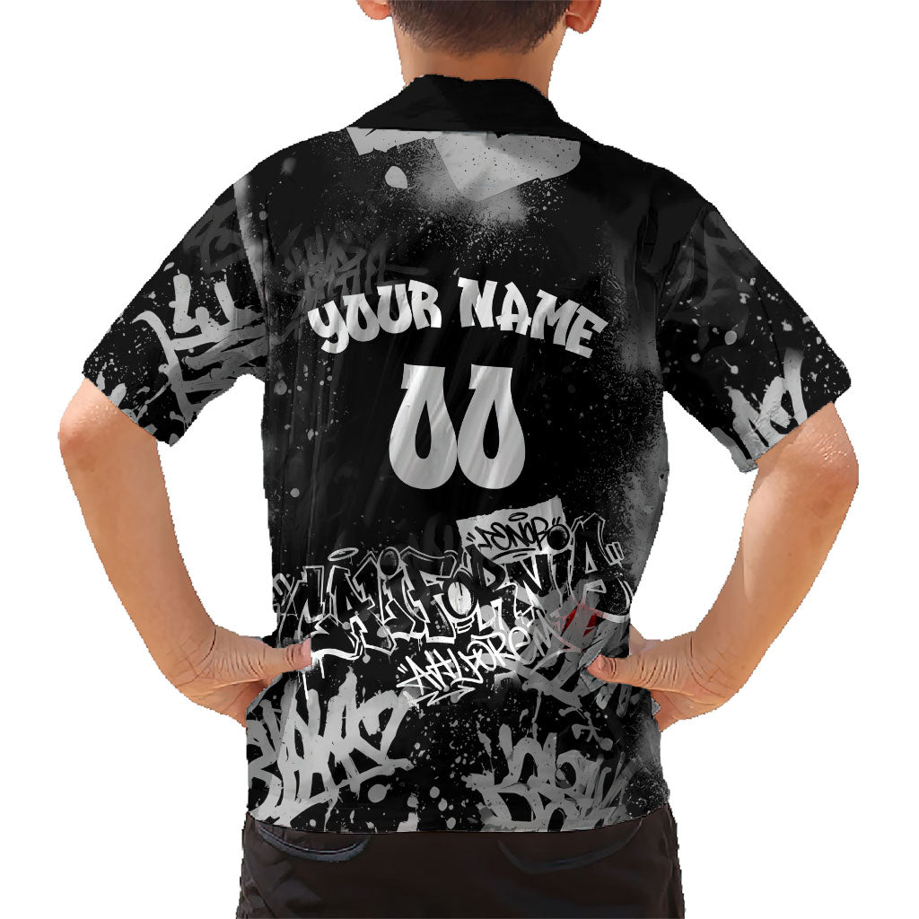 Personalized California Street Graffiti Kid Hawaiian Shirt Monochrome Urban Streetwear - Phoenix Bird - West Coast Riot