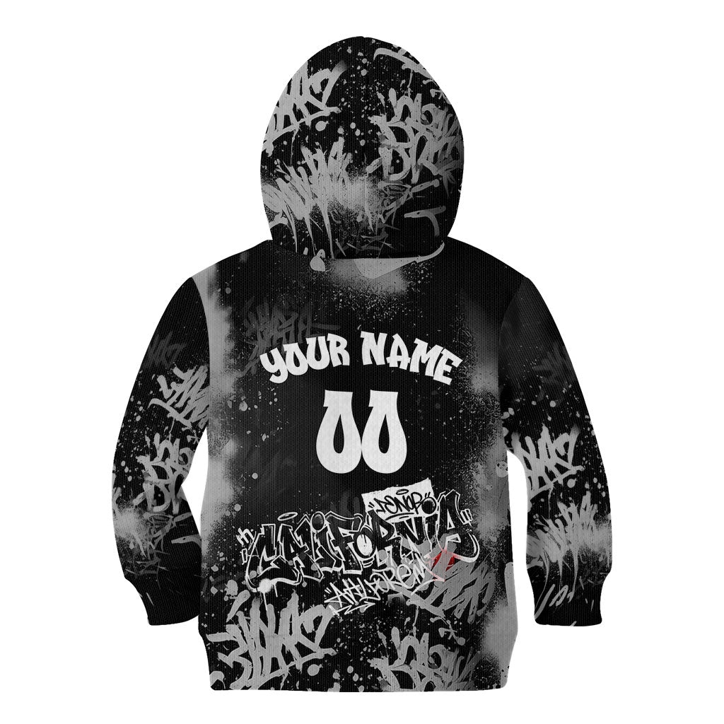 Personalized California Street Graffiti Kid Hoodie Monochrome Urban Streetwear - Phoenix Bird - West Coast Riot