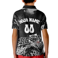 Personalized California Street Graffiti Kid Polo Shirt Monochrome Urban Streetwear - Phoenix Bird - West Coast Riot