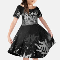 Personalized California Street Graffiti Kid Short Sleeve Dress Monochrome Urban Streetwear - Phoenix Bird - West Coast Riot