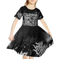 Personalized California Street Graffiti Kid Short Sleeve Dress Monochrome Urban Streetwear - Phoenix Bird - West Coast Riot