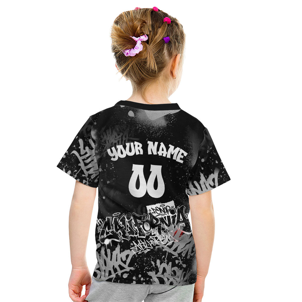 Personalized California Street Graffiti Kid T Shirt Monochrome Urban Streetwear - Phoenix Bird - West Coast Riot